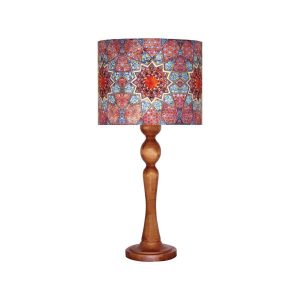 Lampe de table en bois traditionnelle avec abat-jour inspiré de la Perse Maria