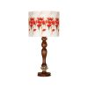 Lampe de table en bois traditionnelle avec abat-jour roses