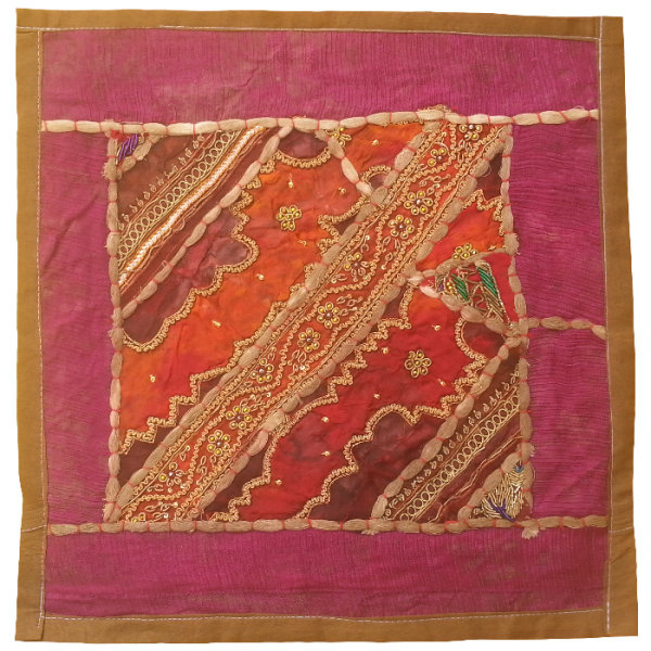 Housse de Coussin Brodée - Design Suzani Rayures Roses