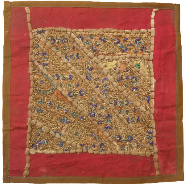 Housse de Coussin Brodée - Design Suzani Rouge