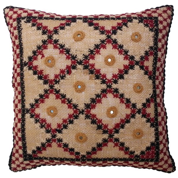 Housse de Coussin Brodée - Design Sana Crème