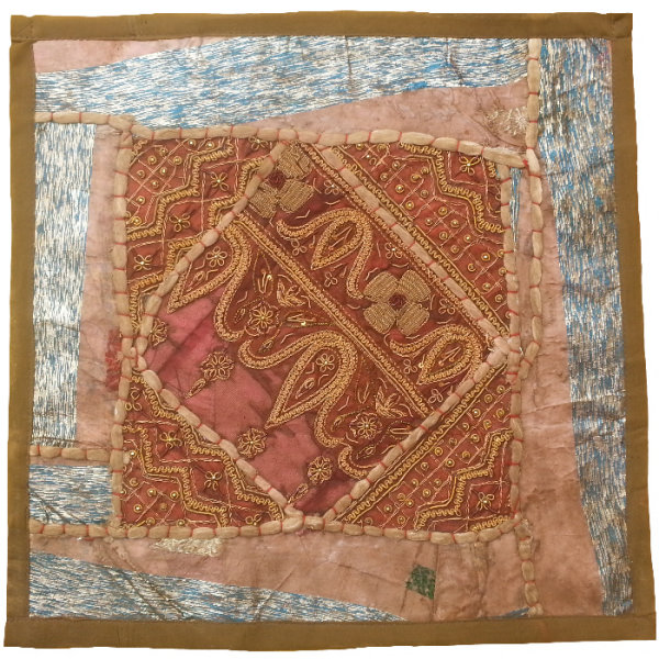 Housse de Coussin Brodée - Design Suzani Bleu