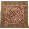 Housse de Coussin Brodée - Design Suzani Marron