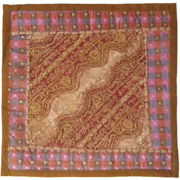 Housse de Coussin Brodée - Design Bleu