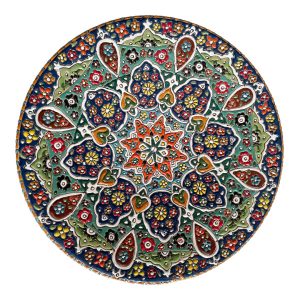 Assiette Décorative en Céramique Peinte à la Main avec Émail Persan Minakari Galaxie