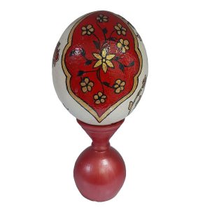 Œuf d’autruche décoratif persan peint à la main – Vermillon