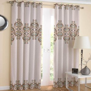 Rideau en velours imprimé avec œillets – Design bleu