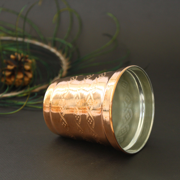 Tasse persane en cuivre – Fabriquée à la main avec anse pour boissons froides – Martelée Mahak