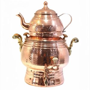 Samovar de thé en cuivre persan pour cuisinière avec théière Modèle Dorna
