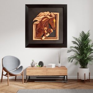 Art en Marqueterie de Bois – Le Cheval Artistique