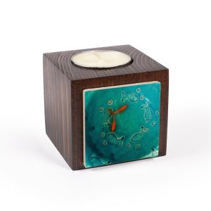 Porte-bougie en bois persan cube Poisson (2x)