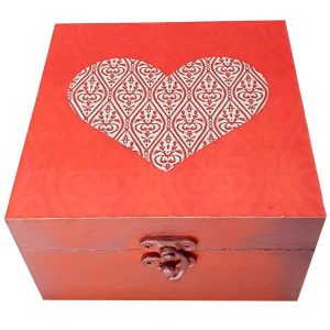 Boîte en Bois pour Cadeaux – Motif Artistique Cœur
