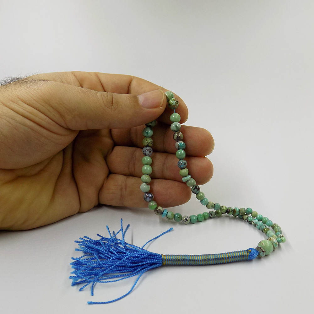 Chapelet en turquoise de Neyshabur : 66 perles de prière artisanales