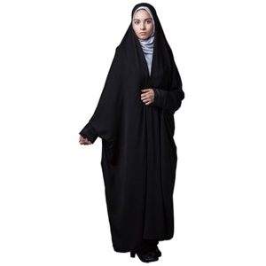 Tchador noir islamique arabe Hijab avec manches pour femmes et prière – Vira