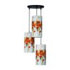 Lampe en tissu avec abat-jour cylindrique en velours Fleurs rouges