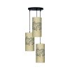 Lampe textile avec abat-jour cylindrique en velours à motif calligraphique