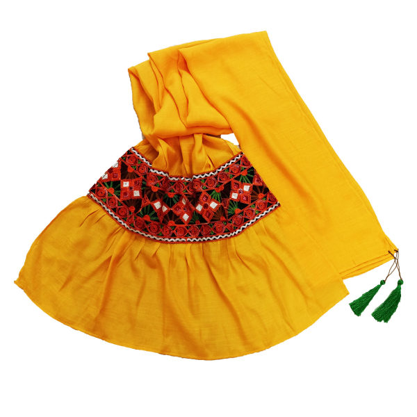Châle Baloutche Brodé pour Femme Jaune