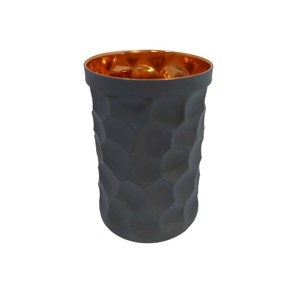 Tasse persane en cuivre - Fabriquée à la main avec anse pour boissons froides - Martelée Grise