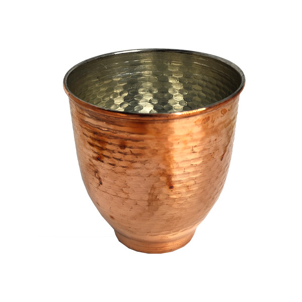 Tasse persane en cuivre - Fabriquée à la main avec anse pour boissons froides - Martelée Kebrya