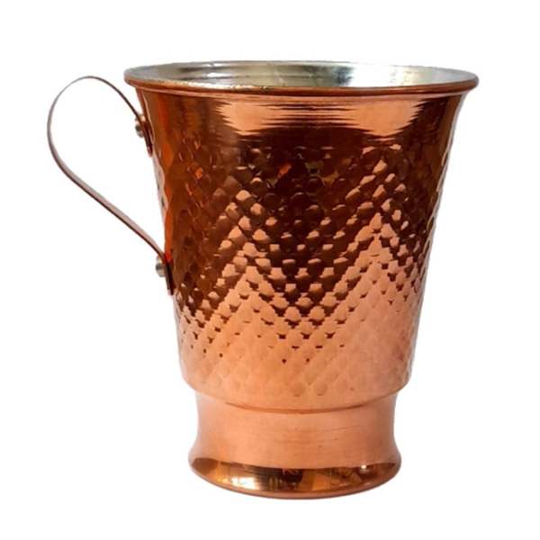 Tasse persane en cuivre - Fabriquée à la main avec anse pour boissons froides - Martelée Lux