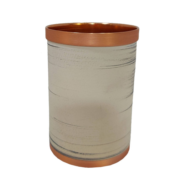 Tasse persane en cuivre - Fabriquée à la main avec anse pour boissons froides - Martelée Blanche