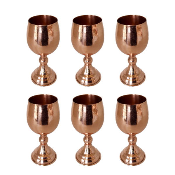 Ensemble de 6 verres à vin en cuivre persan faits à la main - Modèle martelé Ayne