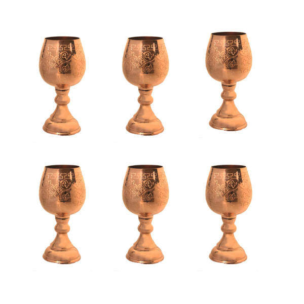 Ensemble de 6 verres à vin en cuivre persan faits à la main - Modèle martelé Shafagh        4o mini