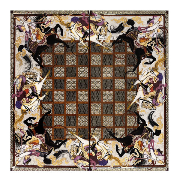Plateau d'Échecs Khatamkari Persan Modèle Chogan