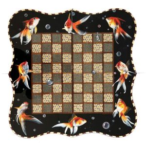 Plateau de Jeu d’Échecs en Marqueterie Persane Modèle Poisson