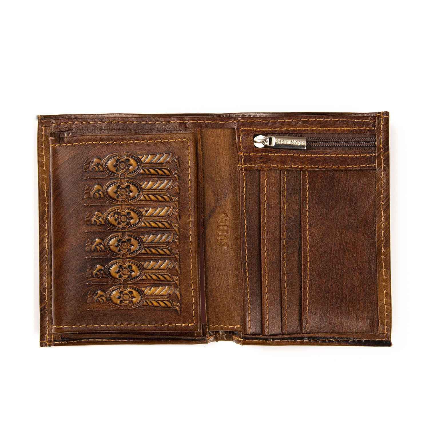 Portefeuille Cuir Perse Bifold avec Design Achaemenes