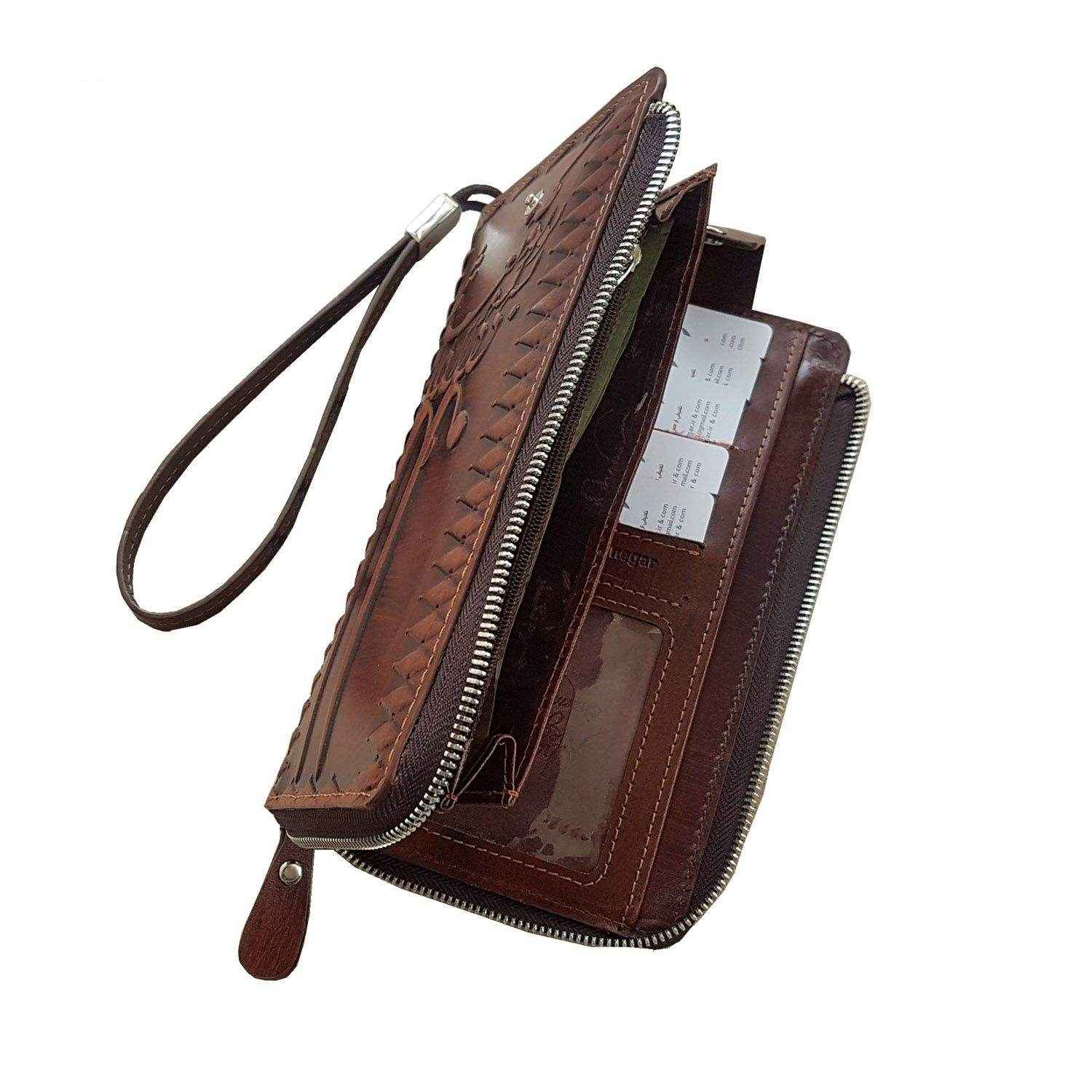 Portefeuille Cuir Perse Long avec Design Charmine