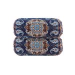 Traversin Cylindrique Traditionnel Persan avec Tissu Élégant Termeh Bleu