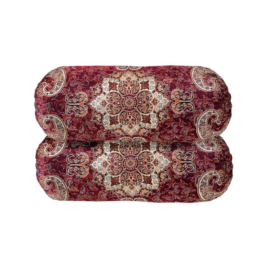 Traversin Cylindrique Traditionnel Persan avec Tissu Élégant Termeh Afshan