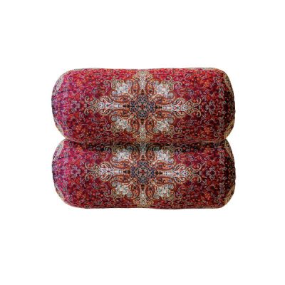 Traversin Cylindrique Traditionnel Persan avec Tissu Élégant Termeh Ghajar
