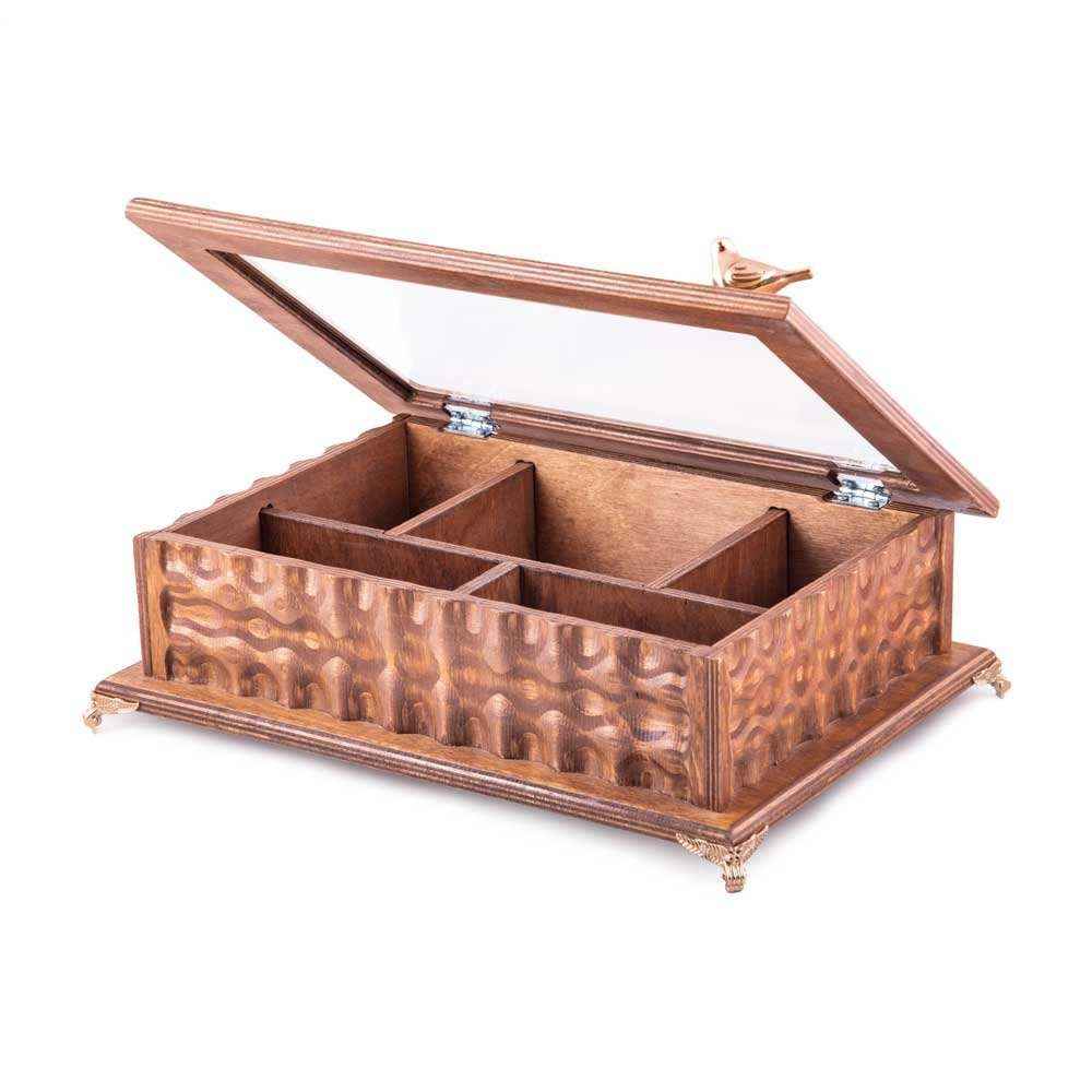 Boîte organisatrice en bois pour sachets de thé avec tiroirs Diba