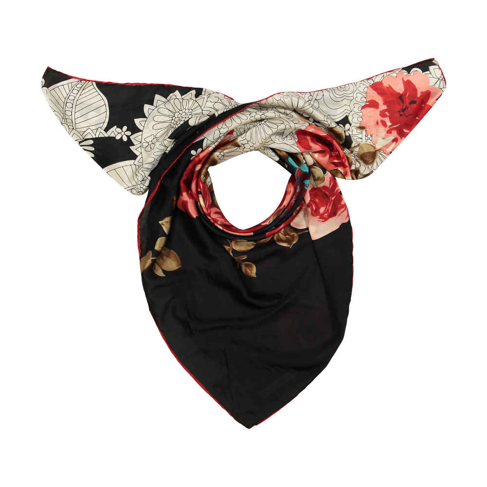 Floral Print Silk Scarf for Women - Luxe and Vibrant Simin Design