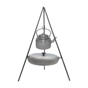 Trépied de Cuisine de Feu de Camp avec Chaudron & Bouilloire – Ensemble Complet pour Repas en Plein Air