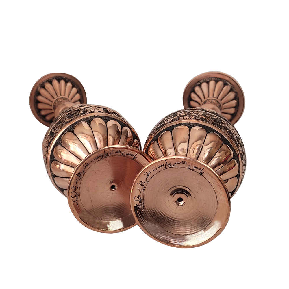 Vase décoratif en cuivre persan gravé fait main design Lavin – Set de 2