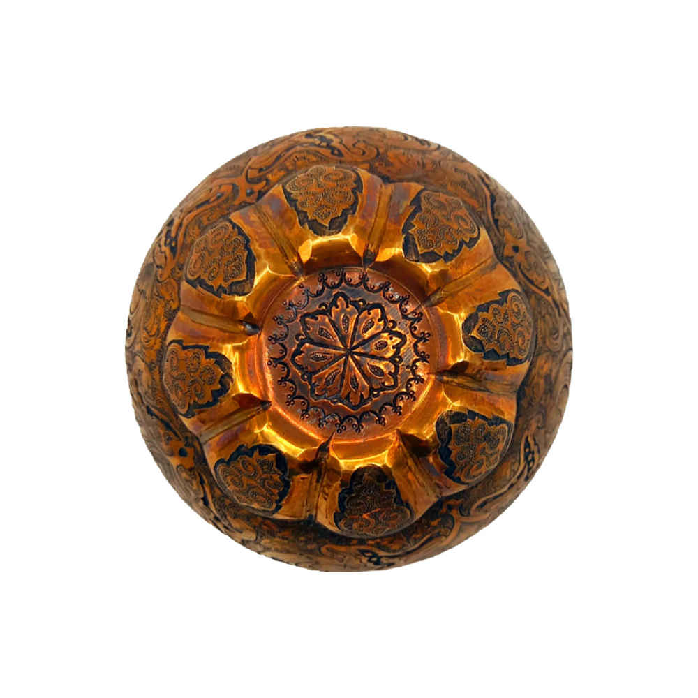 Vase décoratif en cuivre persan gravé fait main avec design Leyli o Majnoon