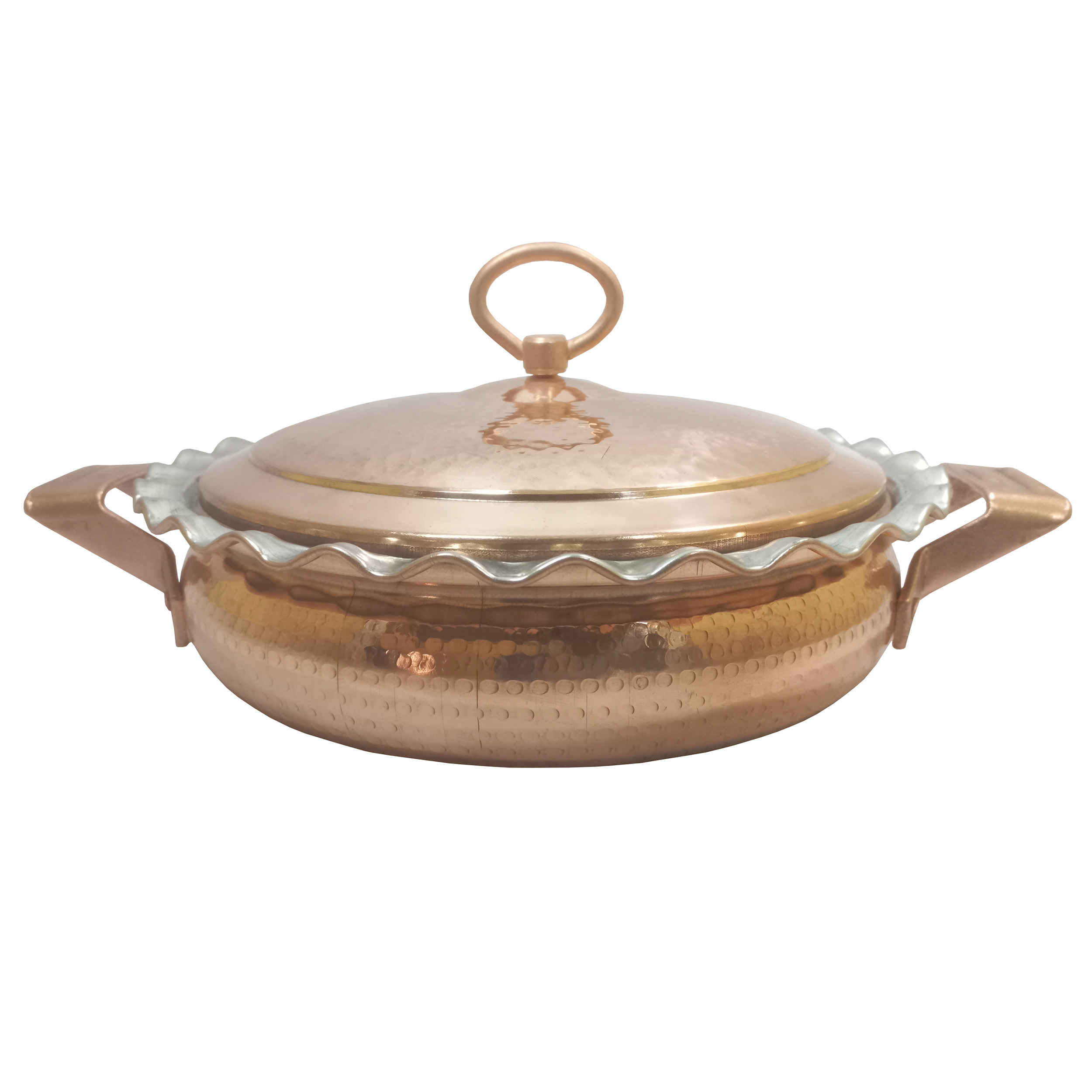 Poêle à Sauter Persane en Cuivre - Fabriquée à la Main avec Couvercle (Design Traditionnel)