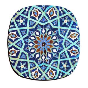 Ensemble de Dessous de Verre avec Motif Artistique d’Inspiration Persane Turquoise