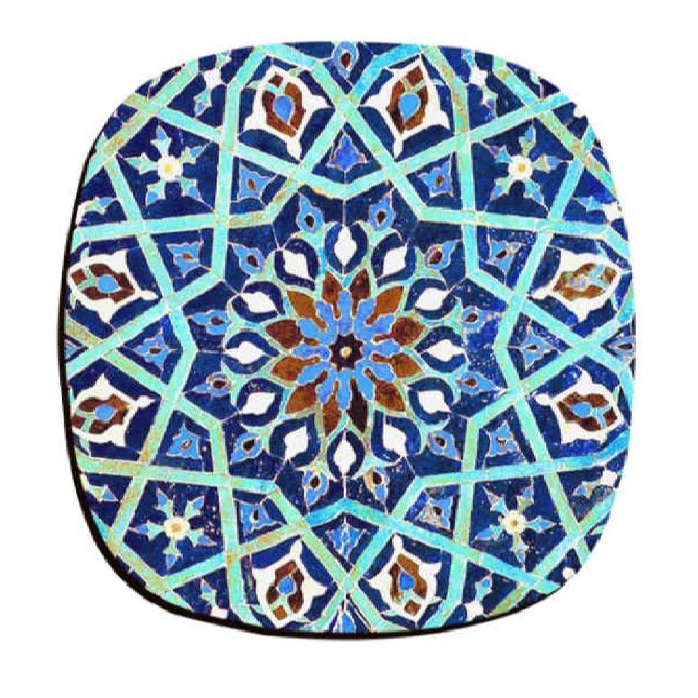 Ensemble de Dessous de Verre avec Motif Artistique d'Inspiration Persane Turquoise