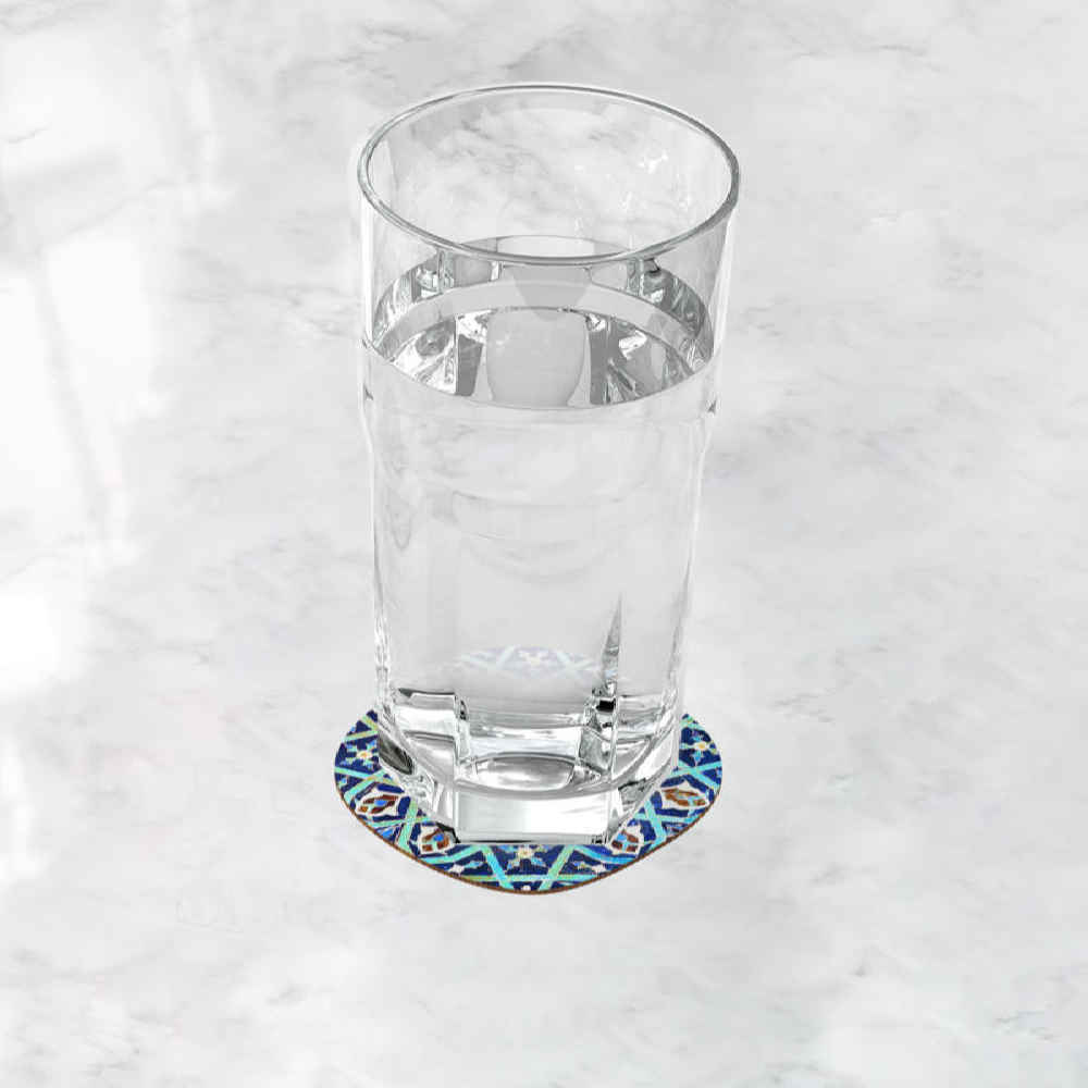 Ensemble de Dessous de Verre avec Motif Artistique d’Inspiration Persane Turquoise
