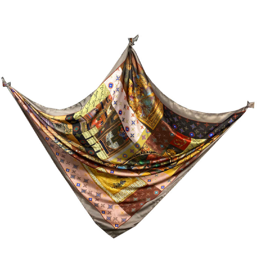 Foulard en soie persan pour femme – Design Raffiné et Éclatant « Shahnameh »