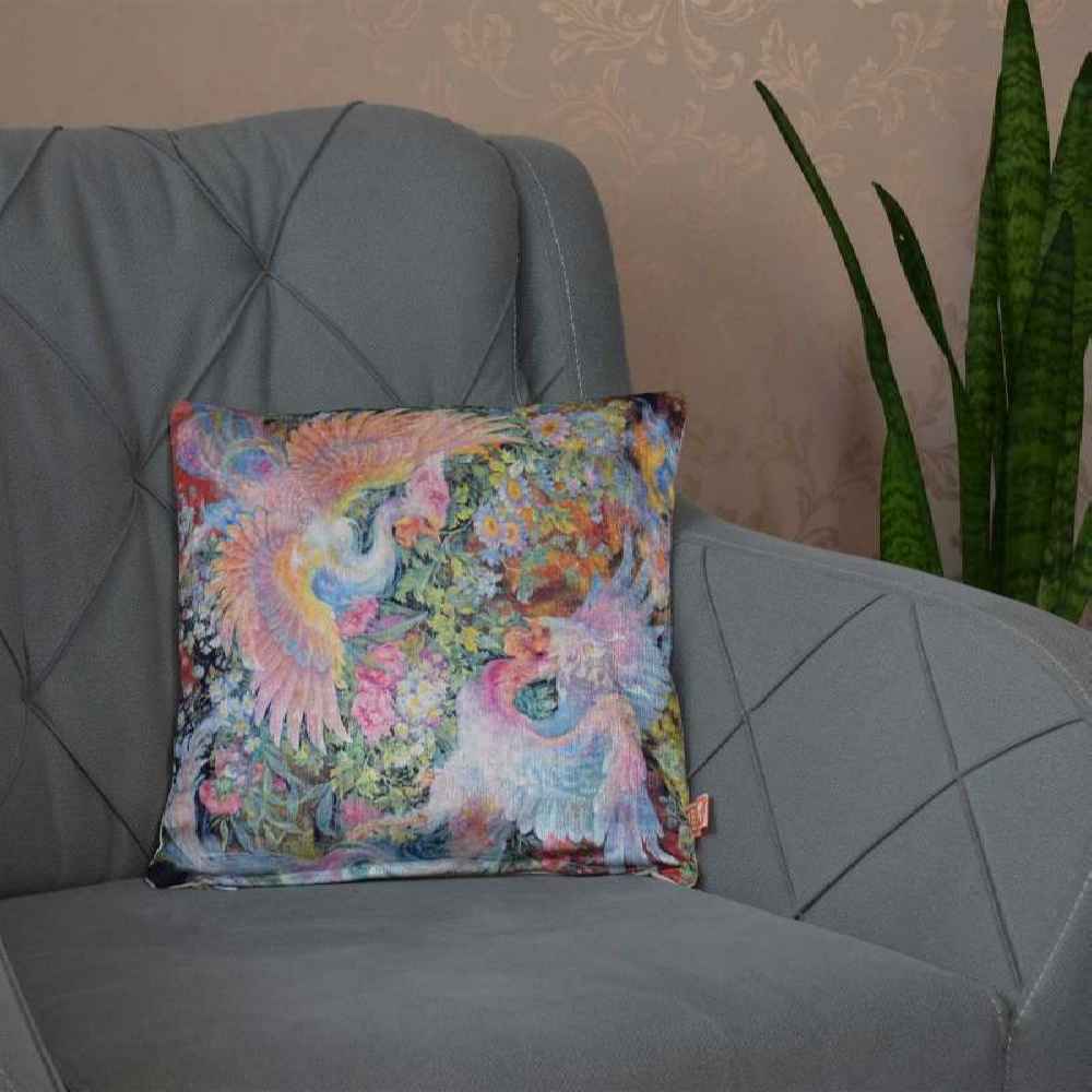 Housse de coussin en velours persan – Design Calligraphie Noire (Set de 2)