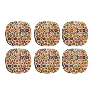 Ensemble de Dessous de Verre avec Motif Artistique d’Inspiration Persane Traditionnel