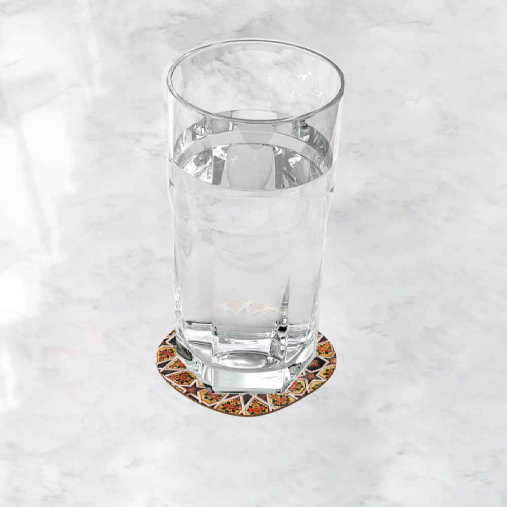 Ensemble de Dessous de Verre avec Motif Artistique d’Inspiration Persane Traditionnel
