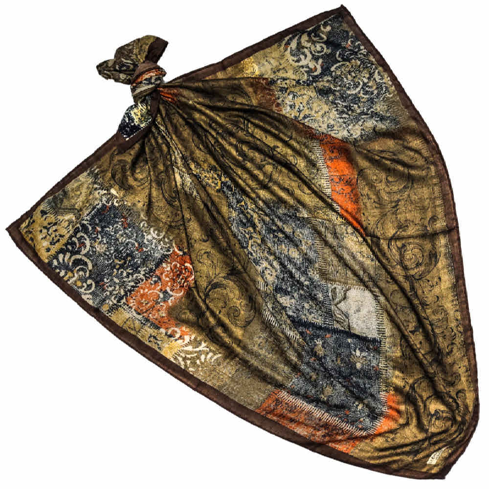 Foulard d’été en soie à motif artistique pour femmes – Création Khorshid raffinée et éclatante