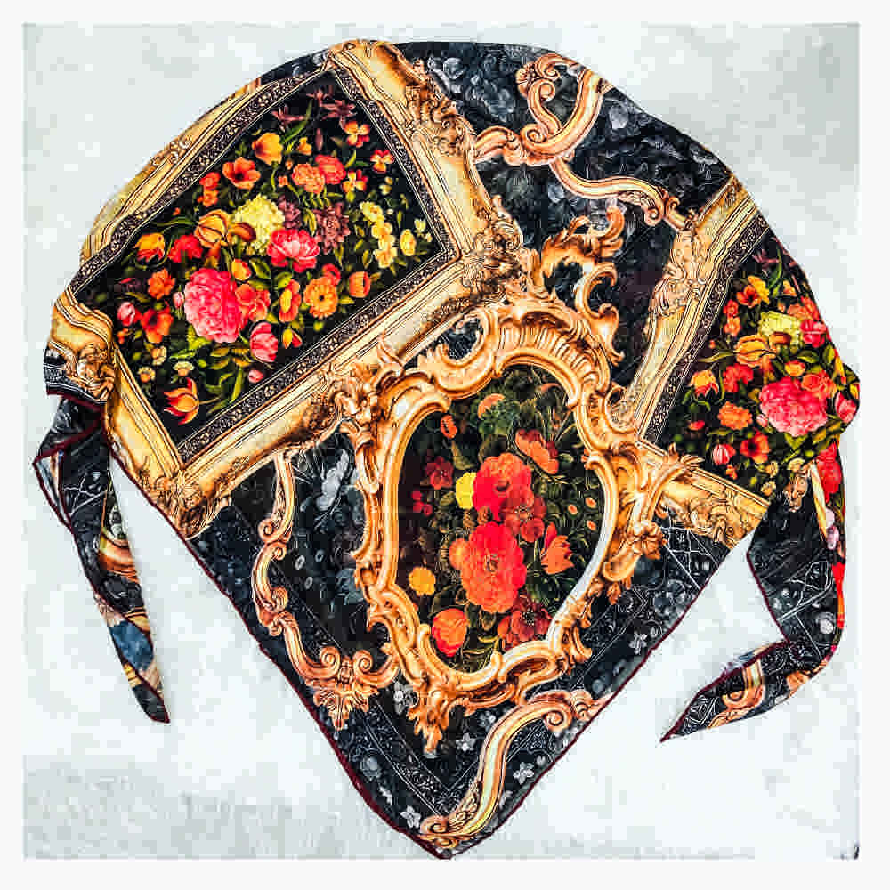 Foulard en soie à imprimé floral pour femme – Design Taban luxueux et éclatant