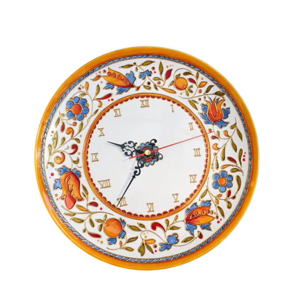 Horloge murale en vitrail – Modèle floral Tara